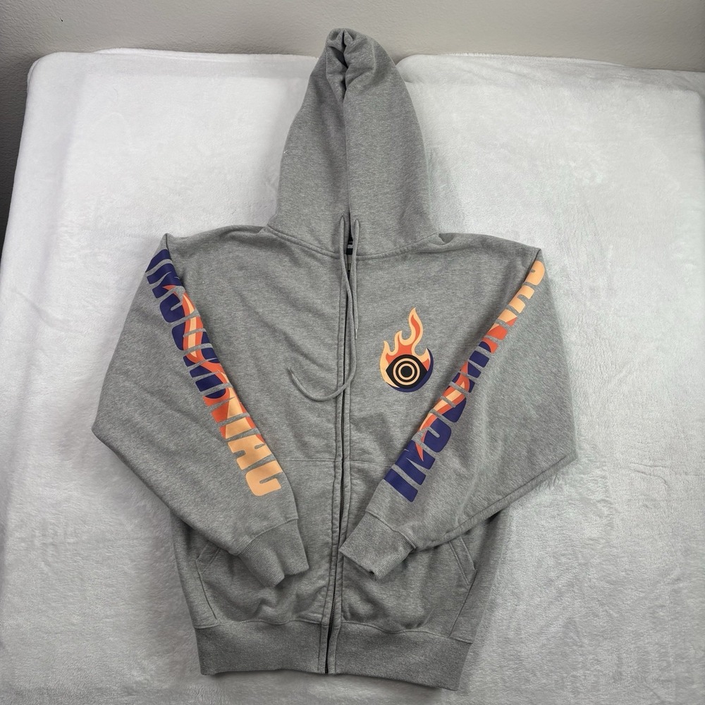 Insomniac EDC Festival Full‎ Zip Grey Long Sleeve Hoodie Fleece Men's Small
